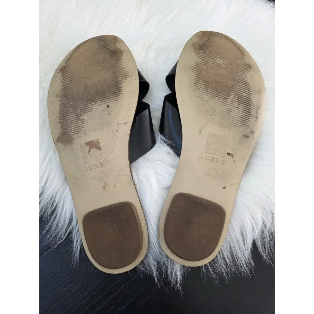 J. Crew Cypress Criss Cross Sandals Slides Women's size 9 Black Leather